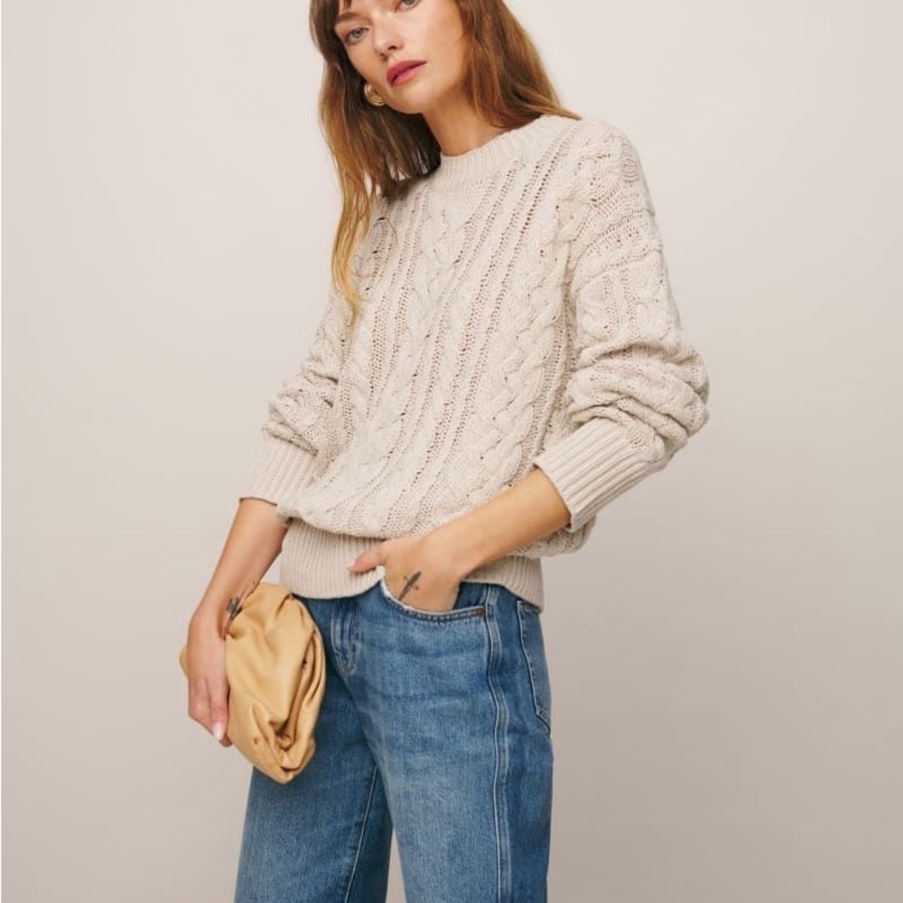 Gilmore Girls Rory Alternative Chunky Cable Knit Tan Fisherman Chunky Sweater S - Picture 3 of 14